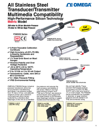 Thumbnail of document Data Sheet - PXM309-007GI Metric, General Purpose, SS Press. Transducers